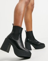 Thumbnail for your product : Truffle Collection chunky chelsea heeled ankle boots in black