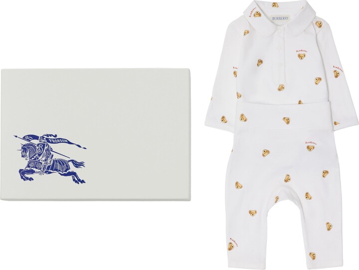 Burberry Thomas Bear Stretch Cotton Two-piece Baby Gift Set