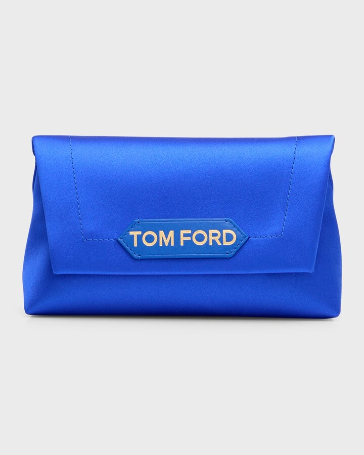 TOM FORD Label leather-trimmed raffia shoulder bag