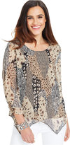 Thumbnail for your product : Style&Co. Printed Asymmetrical-Hem Blouse