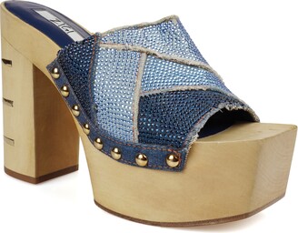 Wild Pair 'Gia' Purple Blue Jewel Bedazzled Wedges women mirror heels