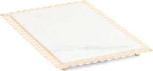TJMAXX 18X12 Marble Tray With Gold Tone Ripple Trim