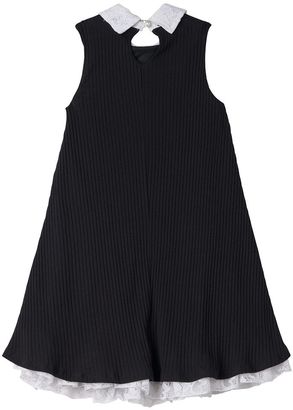 Knitworks Girls 7-16 Peter Pan Collar Ribbed Dress with Necklace