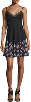 Thumbnail for your product : Diane von Furstenberg Army of Hearts Tweed-Trim Silk Miniskirt, Wild Rose/Tan