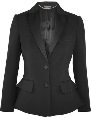 Alexander McQueen Wool And Silk-blend Peplum Tuxedo Blazer - Black