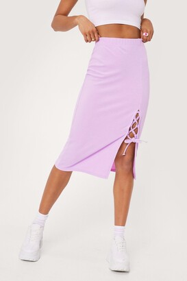 Nasty Gal Womens Recycled Lace Up Tie Front Midi Skirt