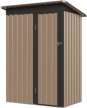 COFVIAL 4.27FT x2.42FT Metal Garden Shed 5 X 3 FT Pent Roof with Hinge Door