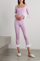 Thumbnail for your product : Sleeper + Net Sustain The Weekend Chic Feather-trimmed Recycled Jersey Top And Leggings Set - Purple