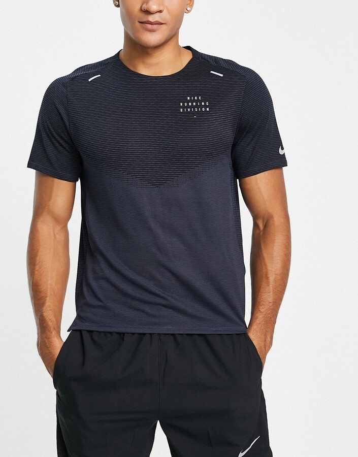Nike Running Dri-FIT Techknit T-shirt in gray and black - ShopStyle