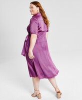 Thumbnail for your product : Tahari Plus Size Short-Sleeve Wrap Tie-Waist Midi Dress
