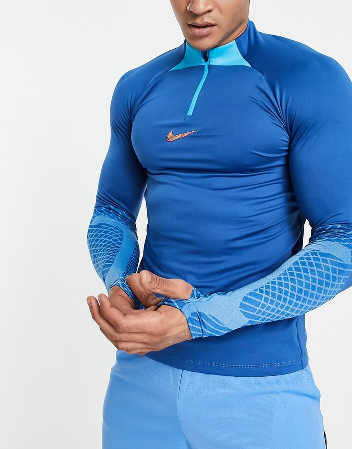 Nike Football Strike Dri-FIT long sleeve half zip in blue - ShopStyle