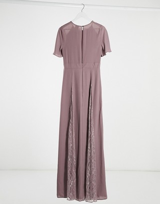 ASOS Tall ASOS DESIGN Tall maxi dress with lace panels and blouson bodice