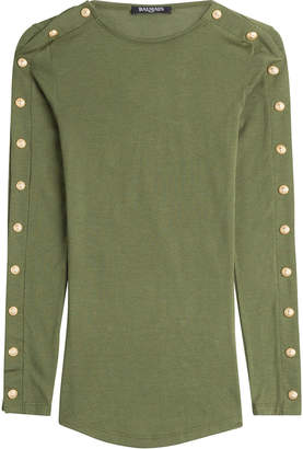 Balmain Wool Pullover with Embossed Buttons