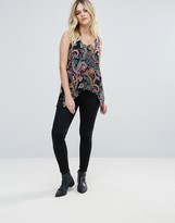 Thumbnail for your product : AX Paris Strappy Printed Top With Asymetric Hem