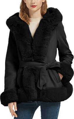 Bellivera Women's Trench Coat Faux Suede Jacket Winter Hood Outwear with  Belt 216 Beige XXL - ShopStyle