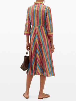 Le Sirenuse Positano Le Sirenuse, Positano - Lucy Que Onda Abstract-print Belted Cotton Dress - Pink Multi
