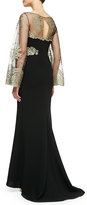 Thumbnail for your product : Badgley Mischka Embroidered-Bodice Mermaid Gown