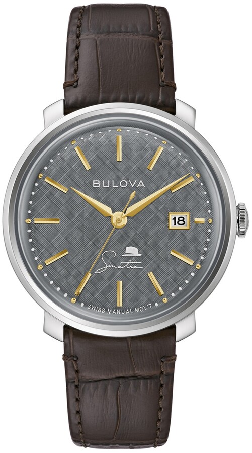 Bulova Men's Frank Sinatra Collection Brown Leather Strap Watch 40mm
