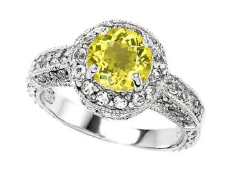 Stark Star K Genuine 7mm Round Lemon Quartz Engagement Ring Size 8