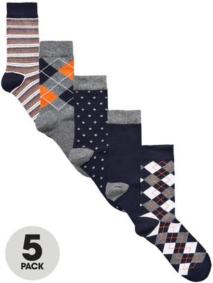 Very 5 Pk Multi Pattern Socks Multi