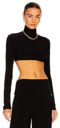 Norma Kamali Cropped Slim Fit Long Sleeve Turtleneck Top in Black -  ShopStyle