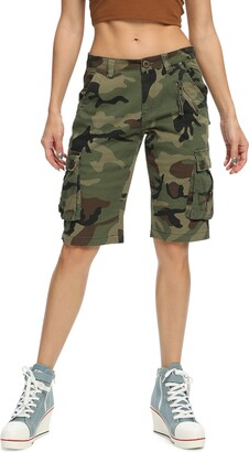 Aeslech Women's Camo Military Cargo Shorts with 6 Pockets Casual Work  Outdoor Summer Wear Camo E US 8 - UK 10 - ShopStyle