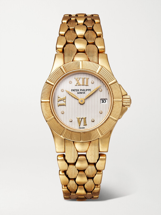 Stephanie Windsor + Patek Philippe Vintage 1990s Neptune 27mm 18-karat Gold Watch, Ref. No. 488/1 - One size
