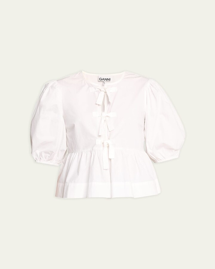 トップス JACQUARD PEPLUM PUFF RIBBON TOPS JACQUARD PEPLUM PUFF RIBBON TOPS - BIRTHDAY BASH