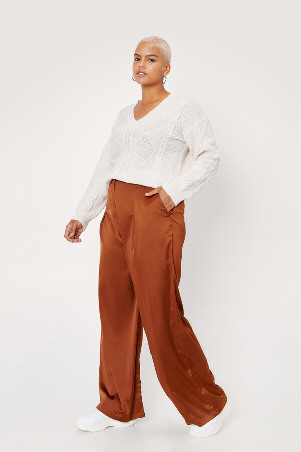 rust wide leg pants