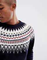 Thumbnail for your product : ASOS Design Fairisle Wool Mix Jumper In Navy