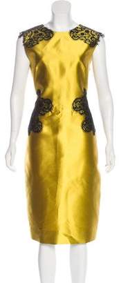 Lela Rose Lace-Trimmed Sleeveless Dress