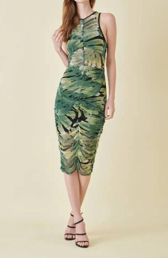 FORE Tropical Mesh Dress In Green