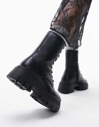 topshop black lace up boots