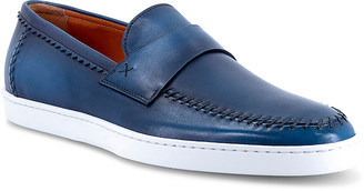 Santoni Men's Banker Stitched Leather Loafers, Light Blue - ShopStyle
