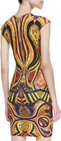 Thumbnail for your product : Torn By Ronny Kobo Morgan Mixed-Tiles-Print Sheath Dress, Gold