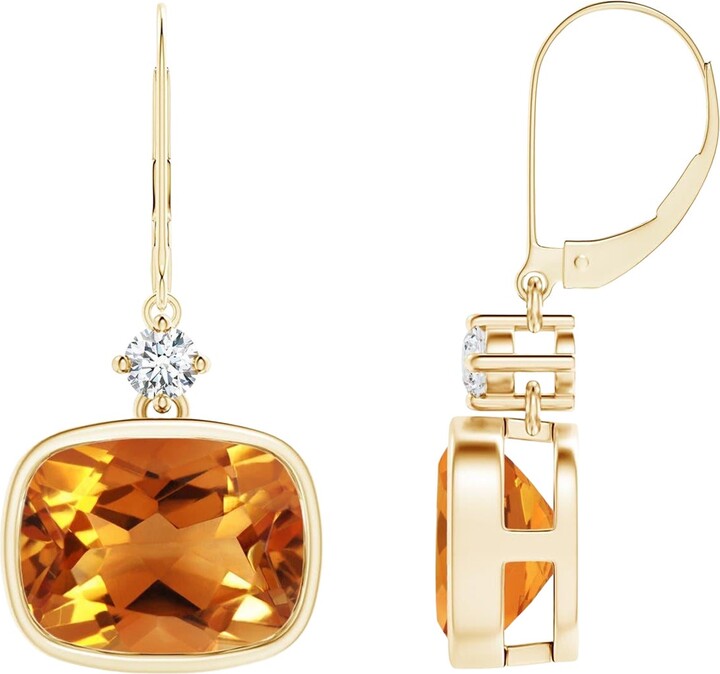 ANGARA INC. Angara Natural Cushion 5.3 Ct Citrine And Diamond Dangle Earrings In 14k Gold