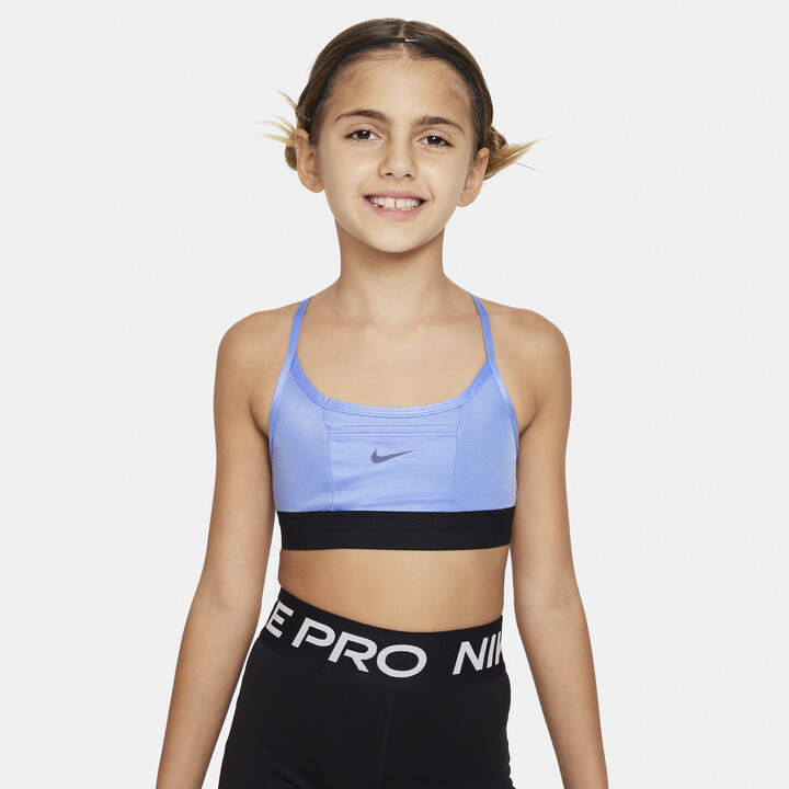Nike Indy Big Kids' (Girls') Sports Bra in Blue - ShopStyle
