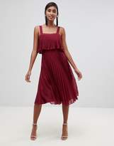 Thumbnail for your product : ASOS Design DESIGN double layer pleated cami midi dress