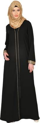 Modest Forever Abaya With Gold Sequins Trimming(P260-L__L)