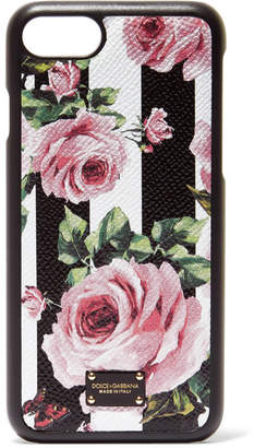 Dolce & Gabbana Floral-print Textured-leather Iphone 7 Case - Black