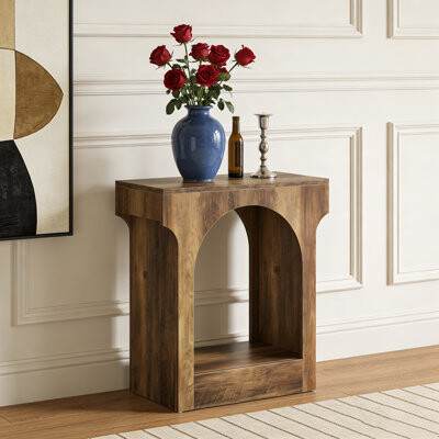 17 Stories 2-Tier Wood Side Table with Storage Space