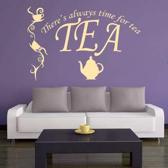 IconWallStickers There's Always Time For Tea Teapot & Cup Quote Wall Stickers Kitchen Art Decals available in 5 Sizes and 25 Colours Large Bright Blue