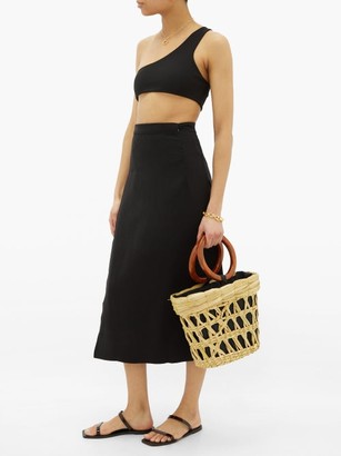 Haight Wraparound Twill Midi Skirt - Black