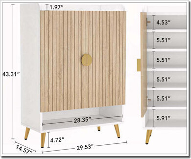 Wooden Shoe Cabinet With Doors, 7-Tier Shoe Storage Organizer
