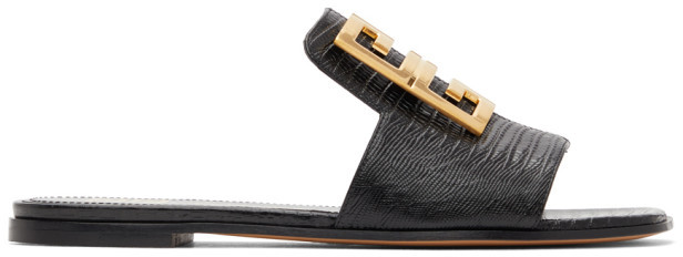 Givenchy Black Croc 4G Sandals - ShopStyle