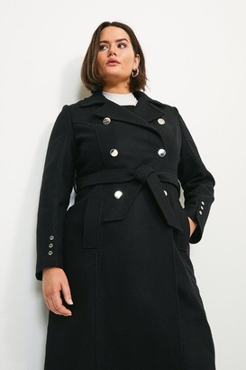 Karen Millen Curve Military Button Belted Maxi Coat