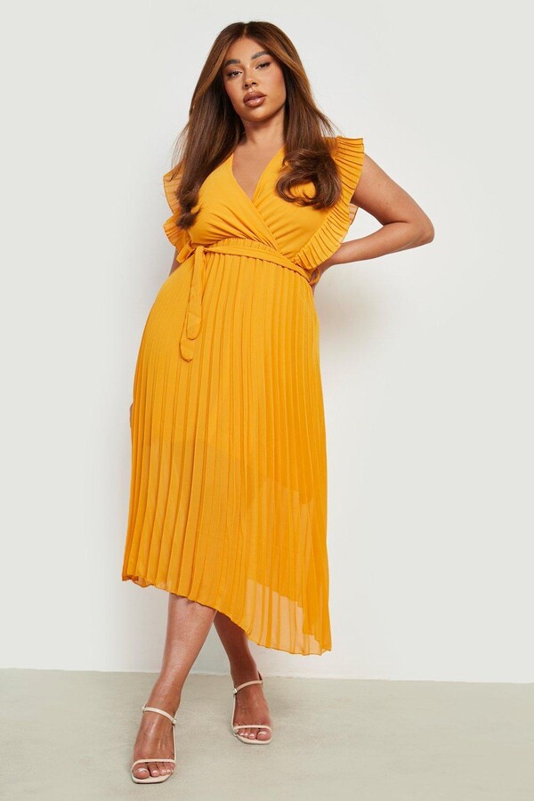 boohoo Orange Midi Women's Dresses 