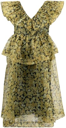 yellow midi cocktail dress