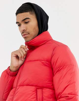 Pull&Bear puffer jacket in red