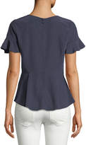 Thumbnail for your product : Joie Aquanetta Round-Neck Silk Peplum Top
